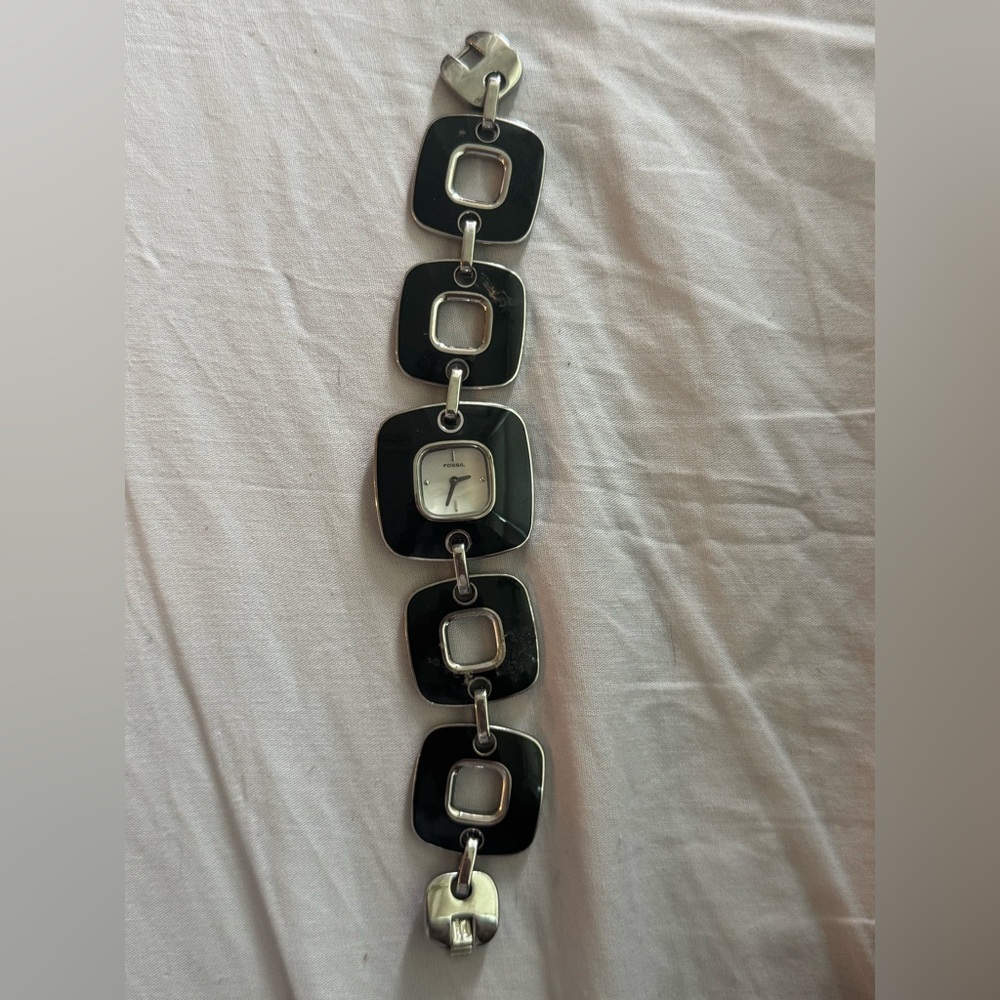 Fossil ES-1728 black silver bracelet watch